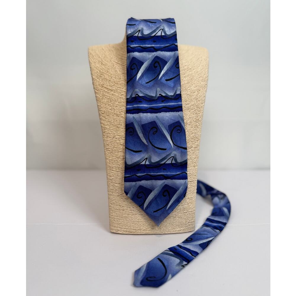 J Garcia Lizard Board Collection 27 Silk Tie Blue Purple Wave